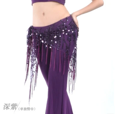 purple Стиль танца живота костюмы блёстки кисточкой индийский танец живота хип шарф для женщин пояс для Танцев Живота - Цвет: purple