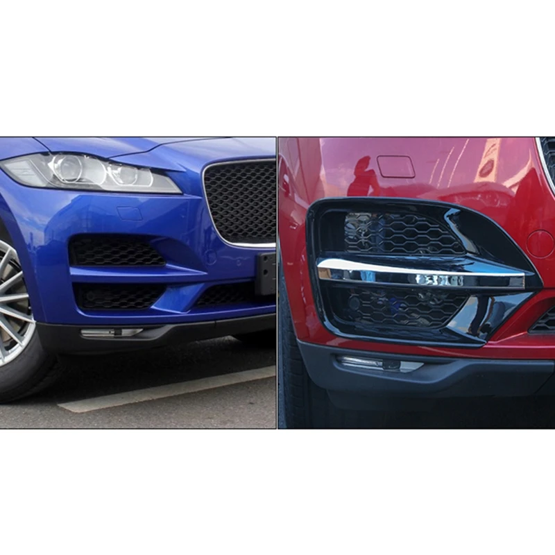 

DHBH-4Pcs Set Car Styling Accessories ABS Front Bumper Grille Fog Light Trim Cover for Jaguar F-PACE 2016-2020