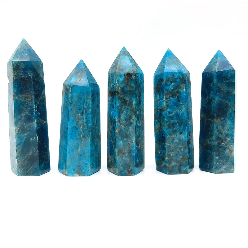 

Drop Shipping 1PC High Quality Natural Blue Apatite Point Hexagonal Crystal Tower Healing Natural Stones and Crystals