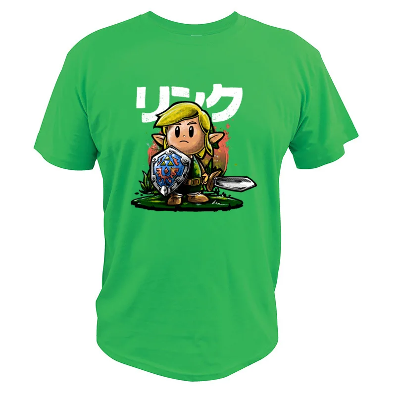Зеленый Футболка с надписью Legend of Zelda, хлопок, цифровой принт, высокое качество, футболки для видео игр, топы, футболка с надписью Link's Awakening - Цвет: Зеленый