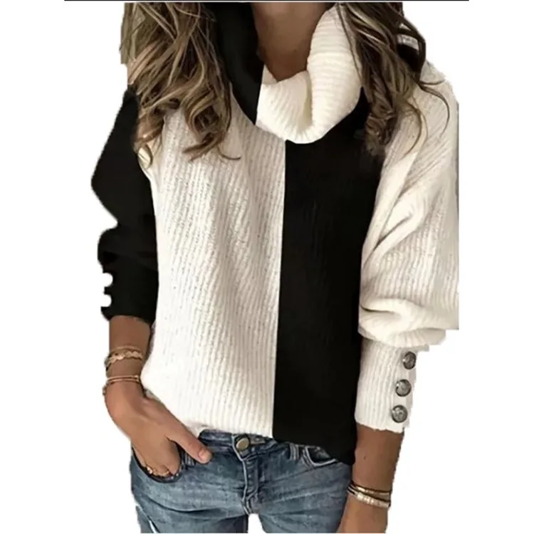 

2021 winter new hot style long-sleeved sweater top casual solid color turtleneck sweater women