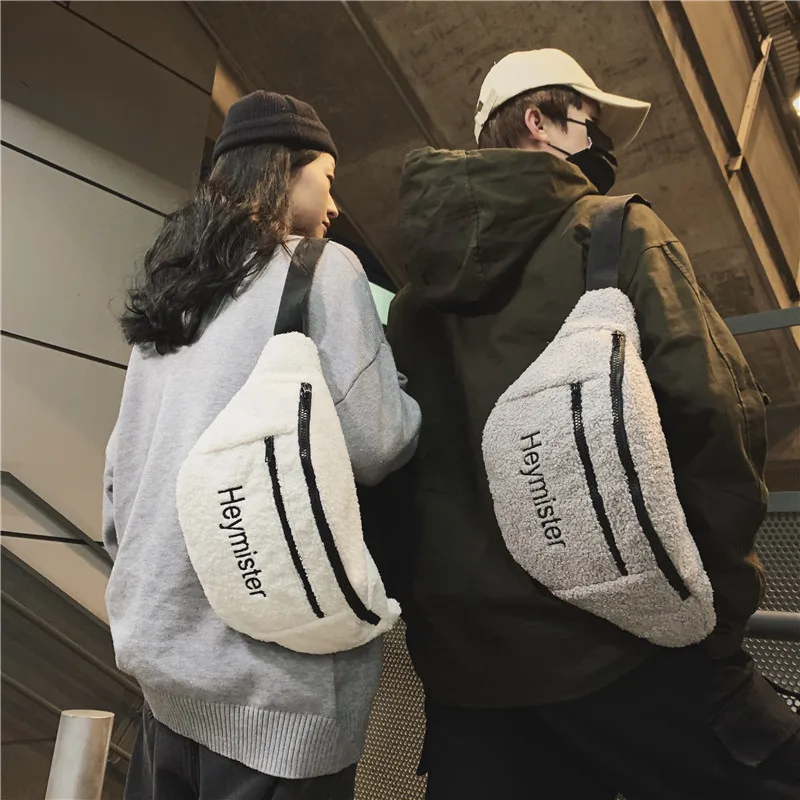 Вышитая буквенная Женская поясная сумка дорожная через плечо уличная плюшевая