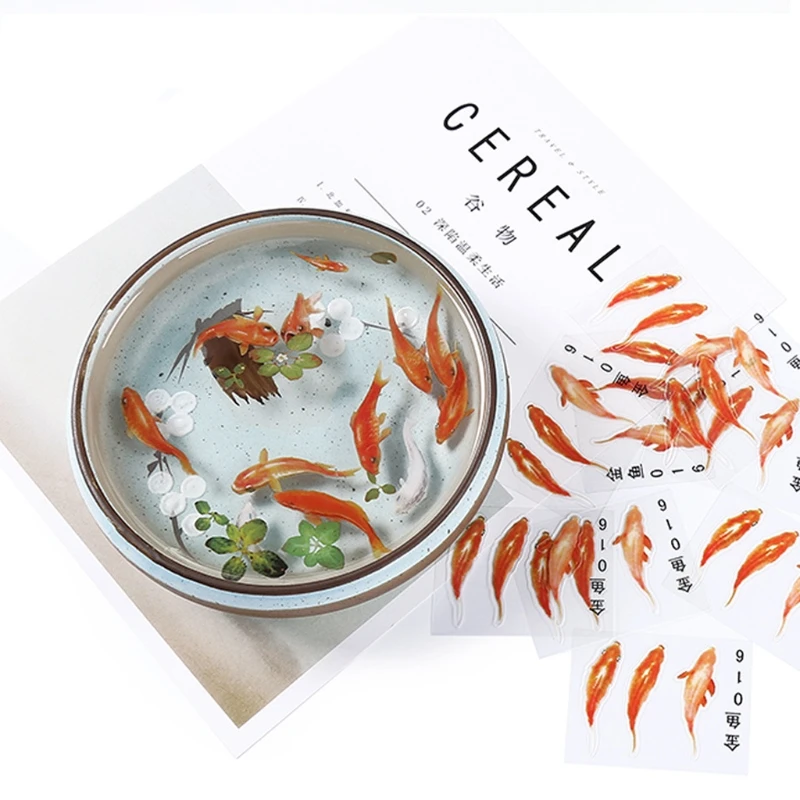 

10Pc 3D Real Goldfish Clear Film Sticker For Resin DIY Painting Jewelry Making R2LE