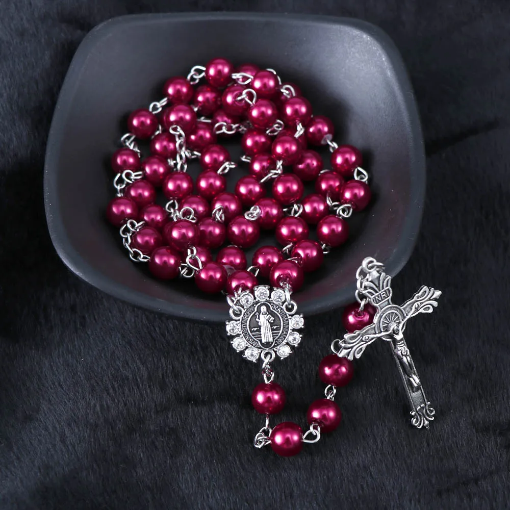 6 цветов 8 мм стеклянная бусина в виде жемчужины четки из бусин ожерелье