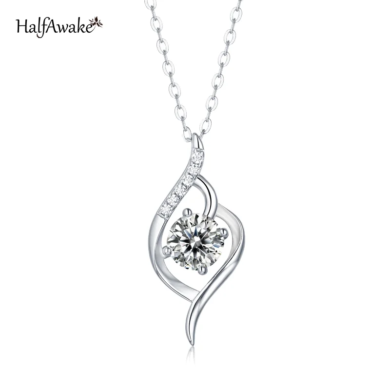 

Flame 1ct D Color Moissanite Flower Necklace For Women Wedding Engagement S925 Sterling Silver Neck Long Chain 2021 Trend Gift