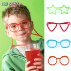 123 Веселая мягкая пластиковая солома, смешные очки, гибкие питьевые игрушки, для вечеринки, розыгрыша, детская игрушка для детского дня рождения, вечеринки, праздника для будущей мамы