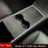 central control real carbon fiber panel patch anti scratch protective film inter decor for tesla model 3 y 2021 car accessories