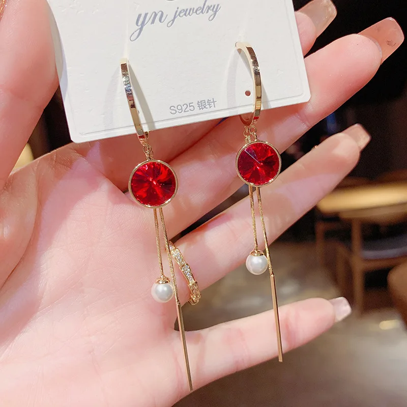 

Ins Hot Sale Temperament Crystal Tassel Light Luxury 14K Real Gold Stud Earrings for Women Cubic Zircon ZC Earrings