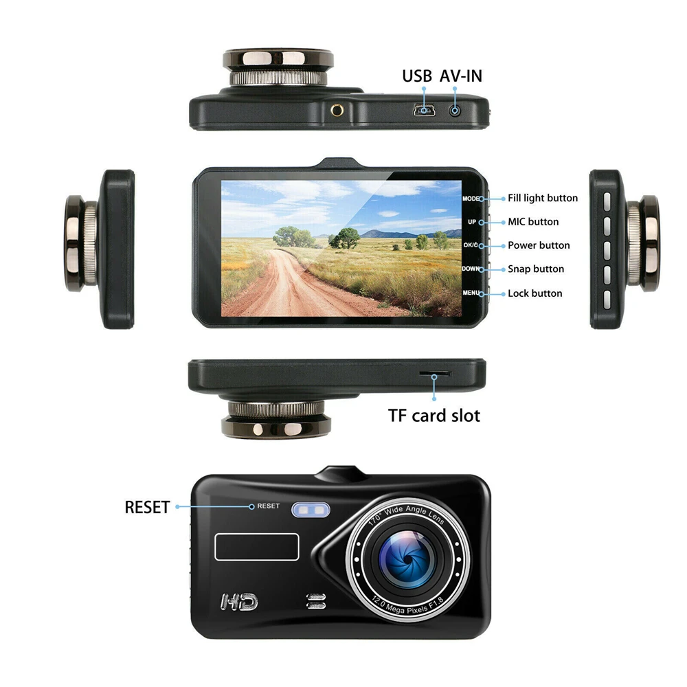 4 1080p dual lens car dvr dash cam video recorder touch screen camera g sensor photography car electronics free global shipping