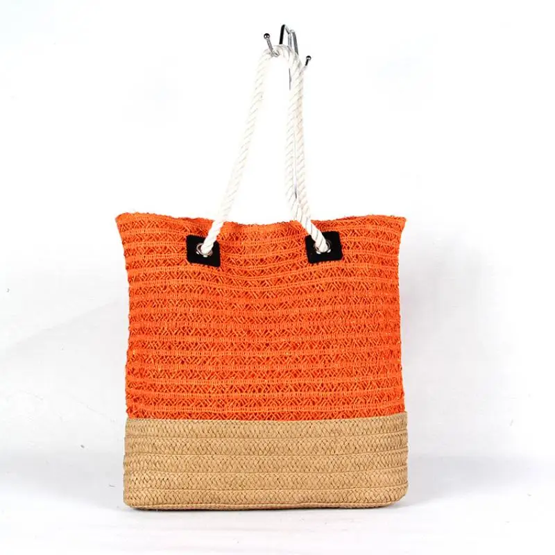 

Casual Large Capacity Straw Bags Rattan Patchwork Women Handbags Wicker Woven Summer Beach Shoulder Bag Big Tote Purses 2022