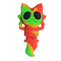 new product smoking silicone hand pipe cat fox design with glass bowl and nail from hs store