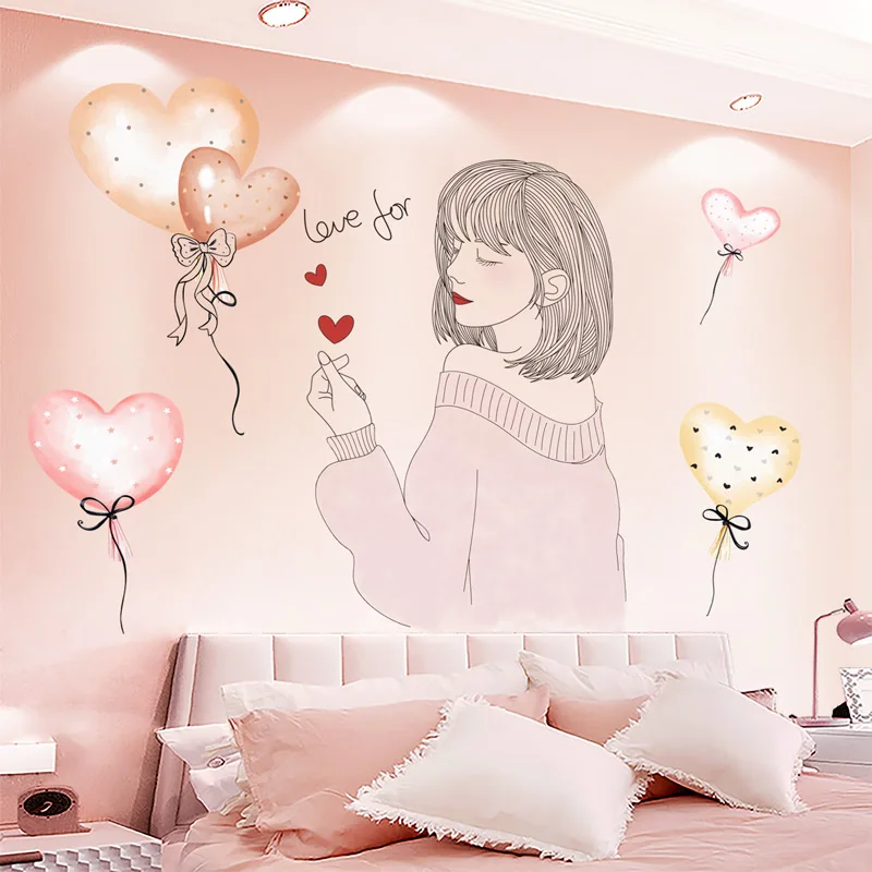 

[SHIJUEHEZI] Cartoon Balloons Wall Stickers DIY Girl Mural Decals for House Kids Rooms Baby Bedroom Nursery House Decoration