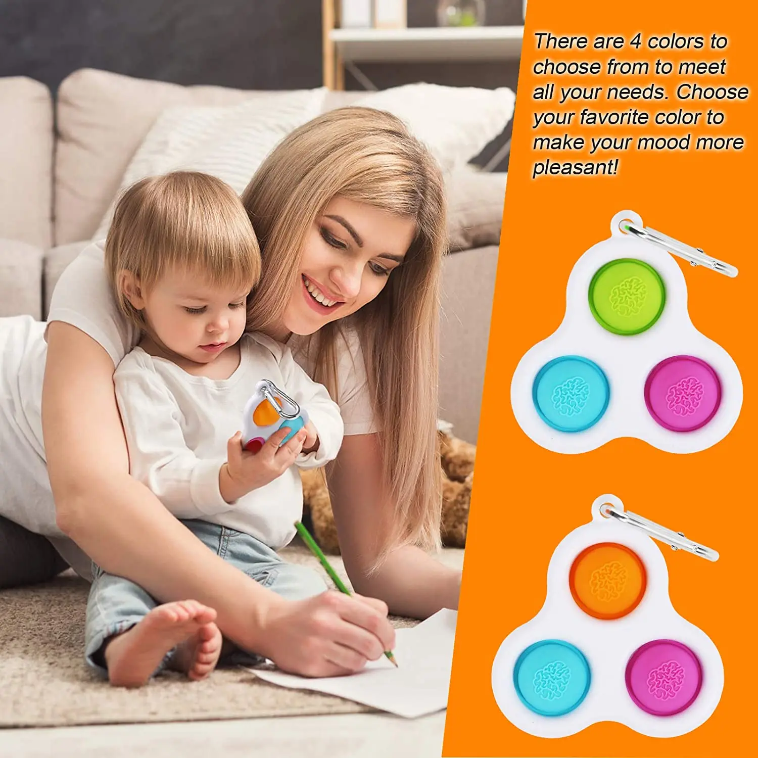 

Simple Dimple Squeeze Toy,push Pop Bubble Squeeze Sensory Toy Silicone Stress Reliever, Three-color Sensory Keychain Toy Kids