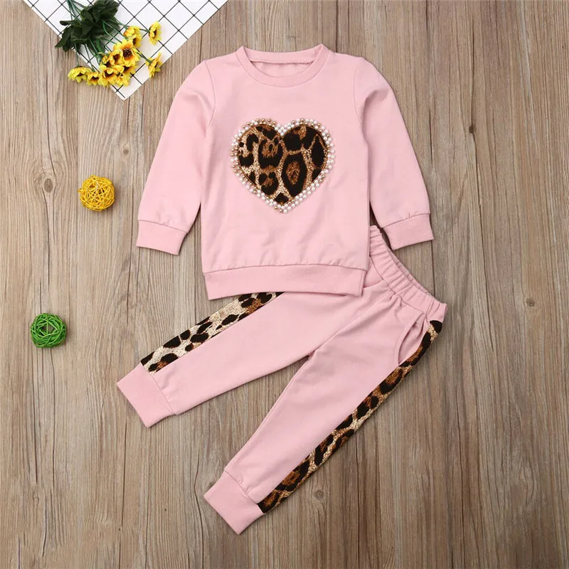 Зимняя теплая одежда для маленьких девочек пуловер с леопардовым принтом в форме