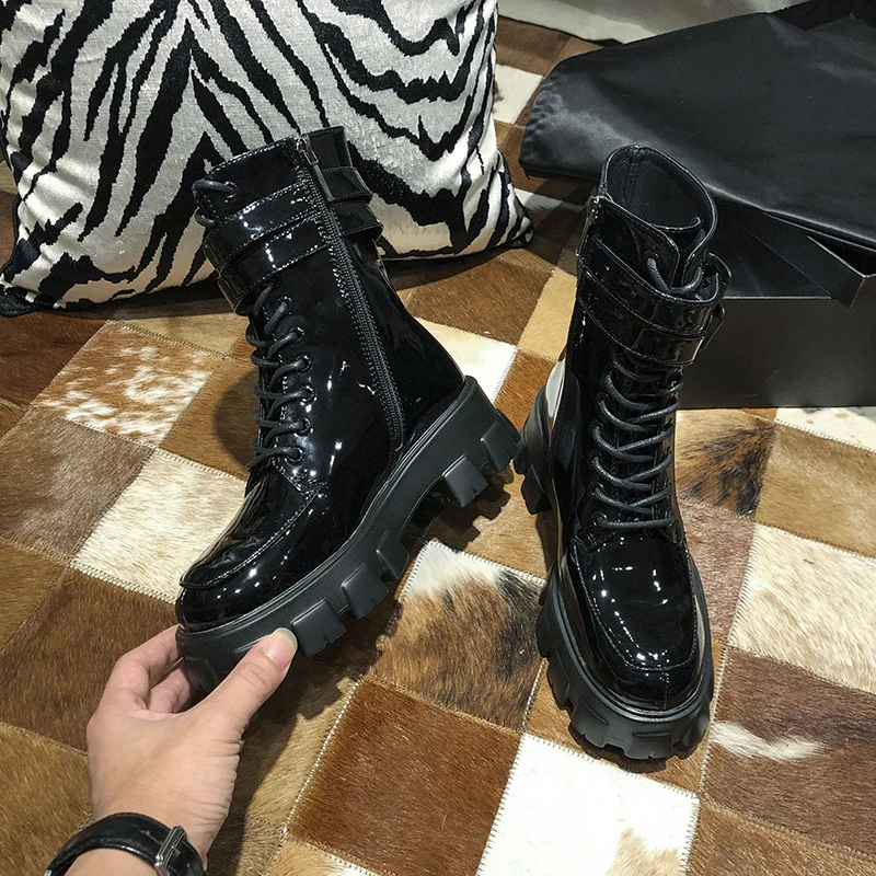 Зимние ботинки на платформе красивые женские кожаные Bota Feminina Botas Mujer ботильоны в