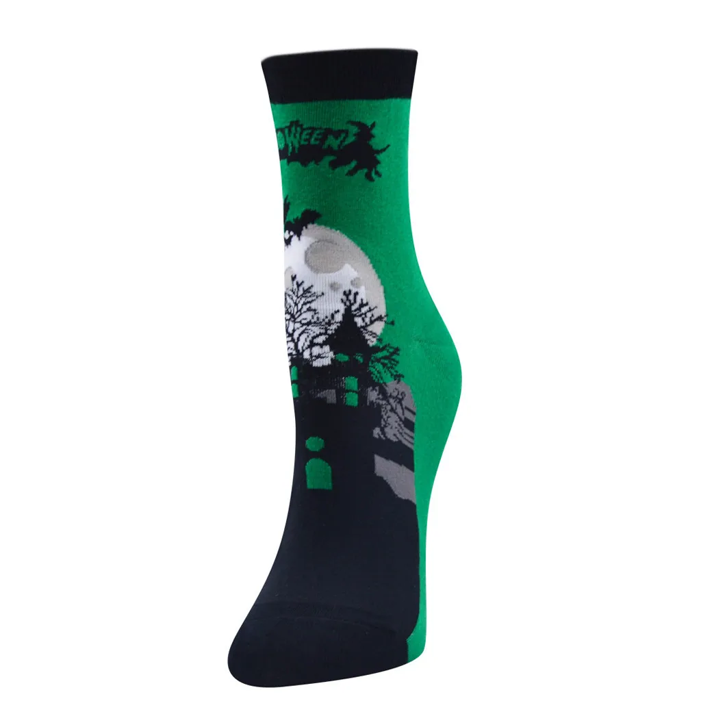 Носки до колена с рисунком летучих мышей тыквы хлопковые Смешные для