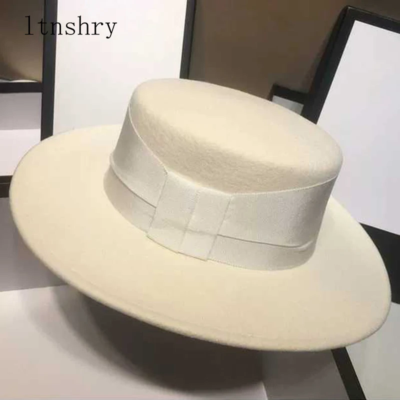 Модная женская шерстяная шляпа с широкими полями элегантная в европейском стиле