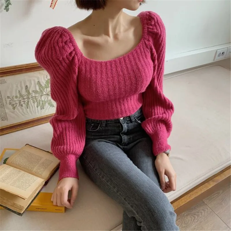 

winter thicken all-match simple solid sweater elegant termperament chic streetwear simple classic slim knitted pullovers 2020