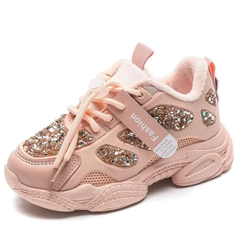 

Children Casual Shoes Kids Sport Shoes Boys Flock Sneakers Girls Fashion Winter Thick Plush Warm Fringe Running Sport Shoes
