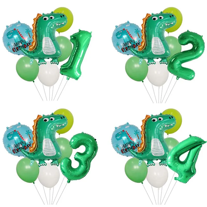 

7pcs Cartoon Dinosaur Balloons Set 30inch Number Air Globos Dino Theme Jungle Party Happy Birthday Party Decorations Kids Toys