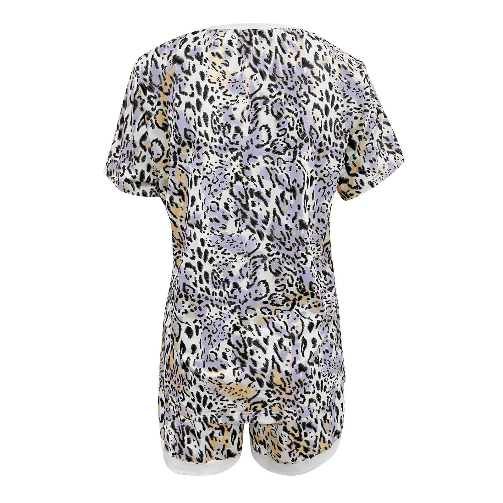 

Summer Short Sleeve Tops And Shorts Two Piece Set Leopard Print Jogging Suits For Women Pajamas Suit Sleepwear #T3G