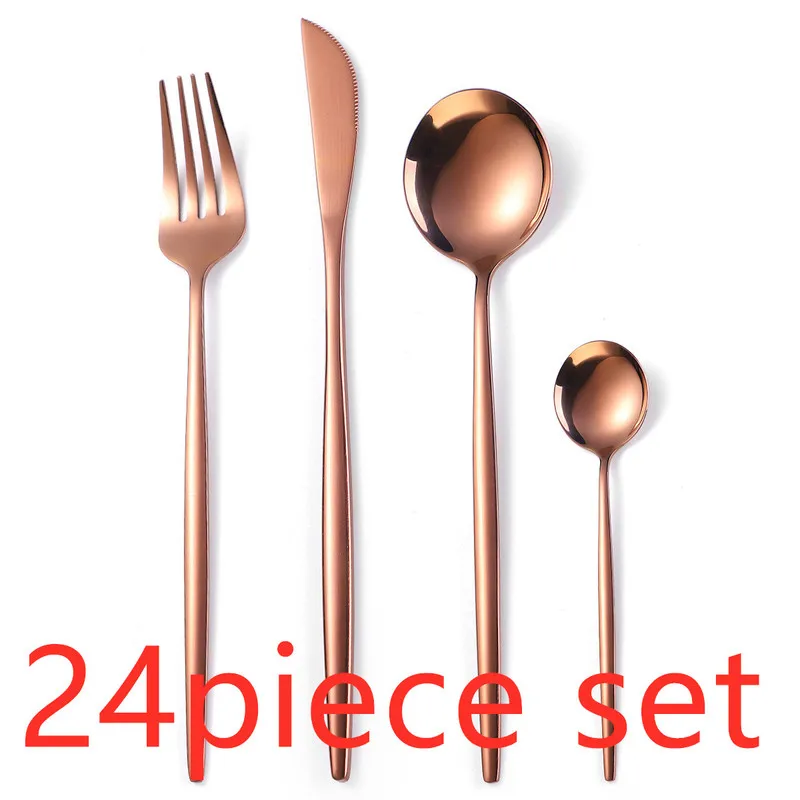 

24Pcs/set Gold Cutlery Silverware Set Steak Knife Fork Coffee Spoon Teaspoon Noble Wedding Party Travel Home Luxury Cutlery Set