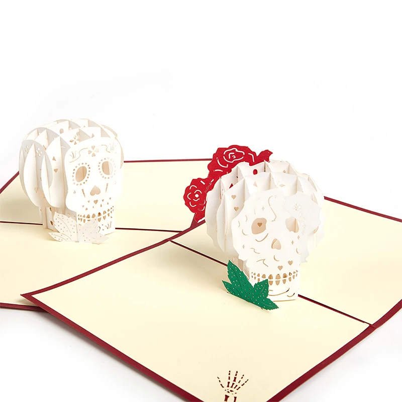 

Хэллоуин 3D череп поздравительная открытка трехмерная складная открытка с конвертом