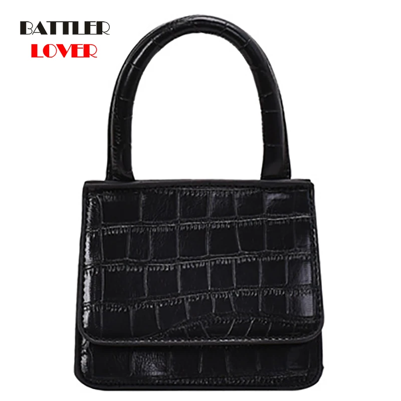 

Women Mini Square Bag Fashion High Quality Leather Handbag for Female Creative Design Crocodile Pattern Shoulder Messenger Bags