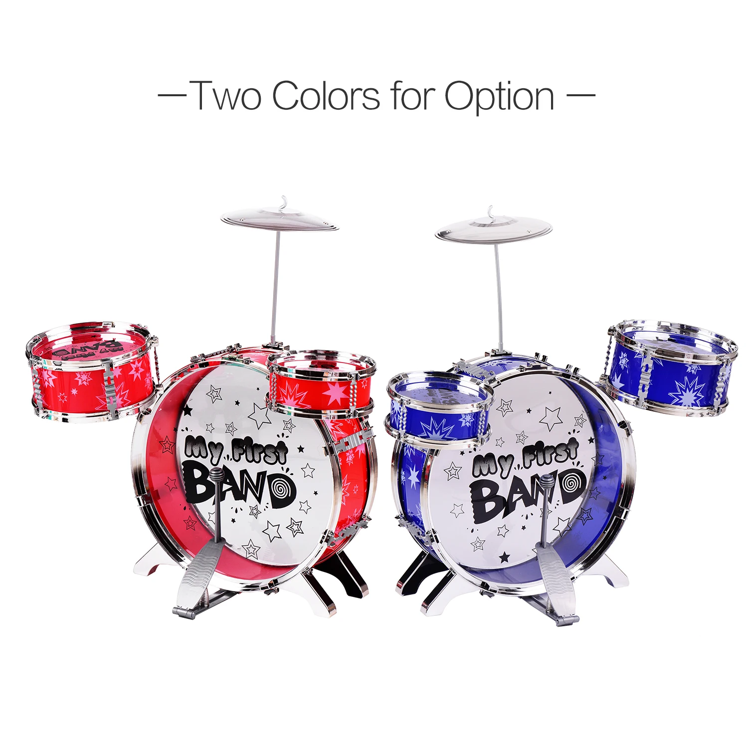 

Kids Children Beginners Jazz Drums Set 3 Pieces Drums with Cymbal Drumstick Adjustable Stool Single Beater Percussion instrument