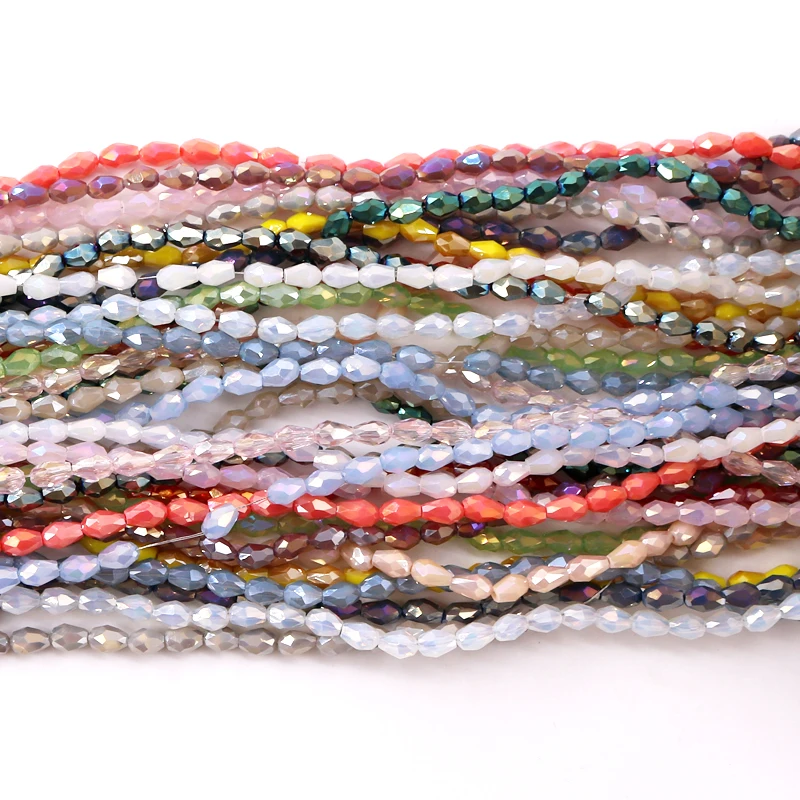 Австрийские стеклянные бусины с вертикальным отверстием для рукоделия 98 шт. 3x5 мм