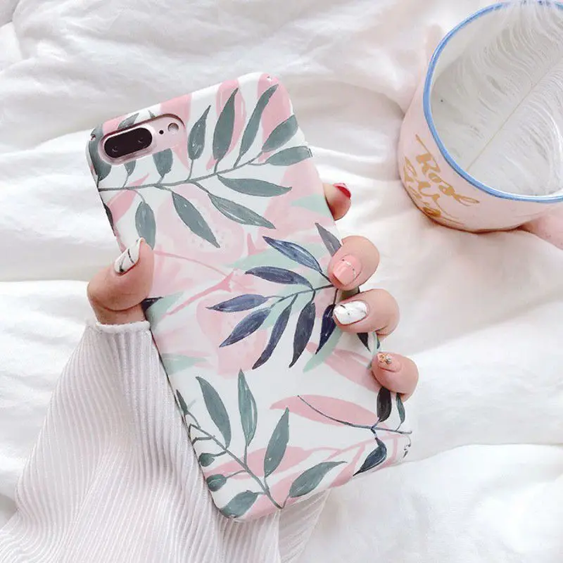 Чехол для телефона из ТПУ с принтом Защитный чехол узором листьев и защитой от