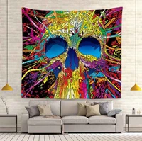 colorful skull tapestry rock and roll skull art wall hanging tapestries for living room bedroom home dorm decor