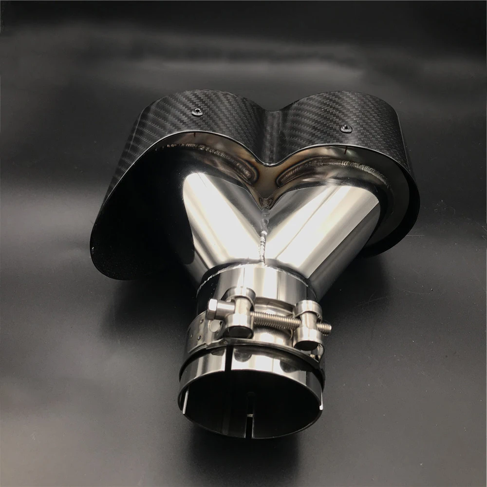 1 пара овальные двойные выпускные Y Тип глянцевые черные выхлопные трубы