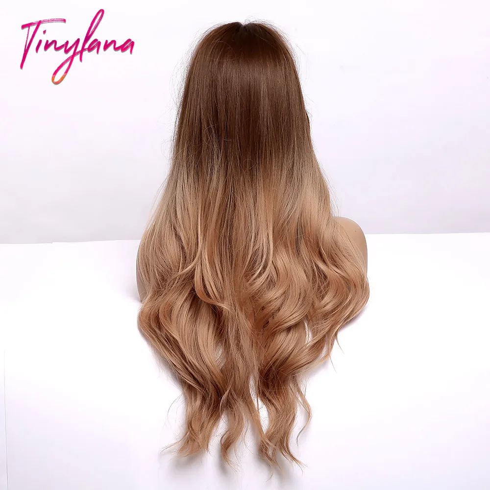 Крошечный LANA Синтетические длинные волнистые Омбре коричневые парики со средней