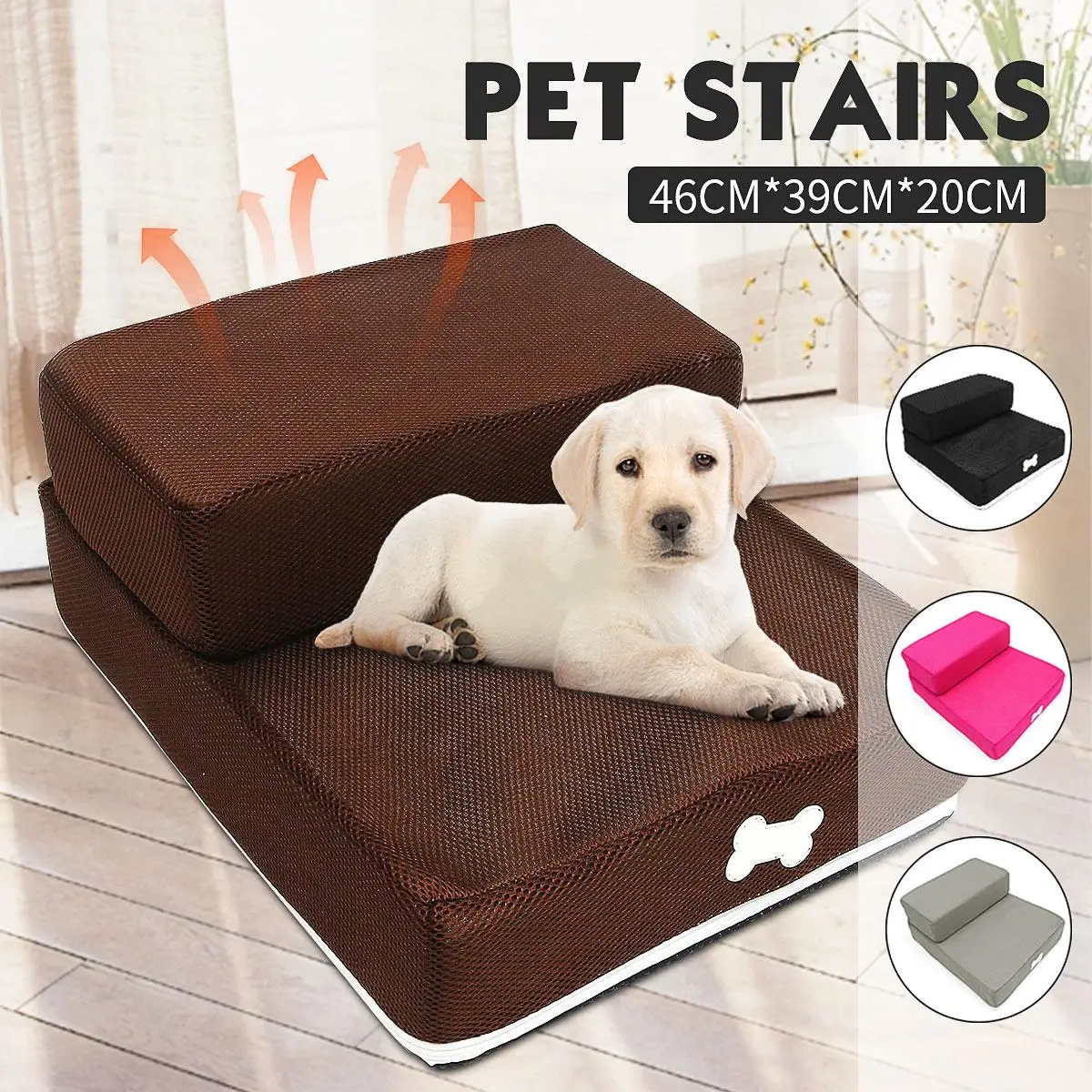 

39x47x20cm Dog House Cushion Pet Stairs Cat Ladder Breathable Mesh Foldable Climb Ramp Anti-slip Detachable Dog Bed Pet Supplies