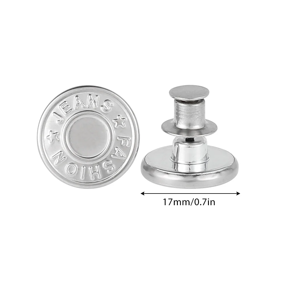 

12pcs Snap Fastener Metal Buttons For Clothing Jeans Perfect Fit Adjust Self Increase Reduce Waist Free Nail Twist Sewing Button