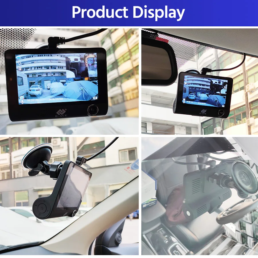 E ACE B28 Автомобильный видеорегистратор 4 дюйма 3 камеры объектив Dashcam FHD 1080P с