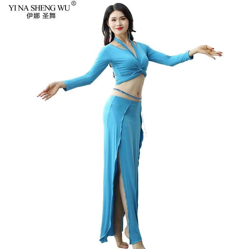 

Lady Belly Dance Dresses Modal Outfit Girls Practice Costume Bellydance Sexy Top+Split Skirt With Shorts Belly Dancewear Show