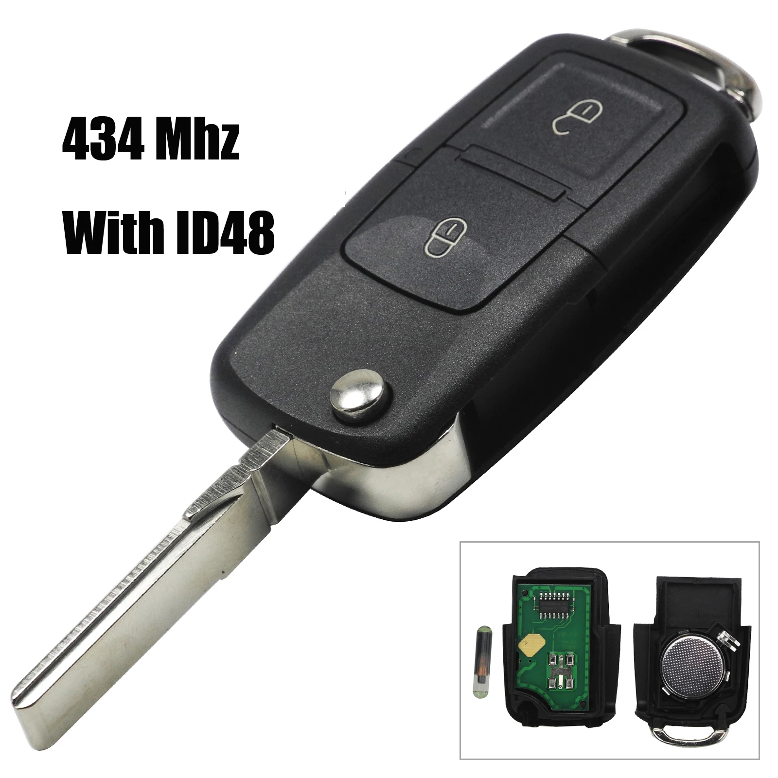 Jingyuqin 2/3/4 кнопка Удаленное брелок 434 МГц с ID48 чип для VW SEAT Altea/Ibiza/Леон/Толедо T5 1J0 959 753 AG