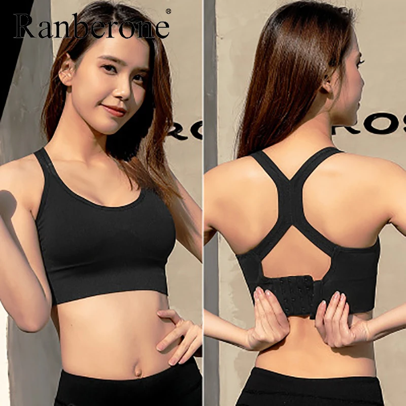 Ranberone Mermaid Curve Adjustable Back Buckle Women Sports Bra Sexy Running Yoga Bra High Strength Shockproof Gym Fitness Bra