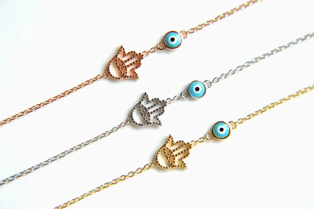 Реальные 100% 925 стерлингового серебра с клипсами Дурной глаз Aaa высокого качества