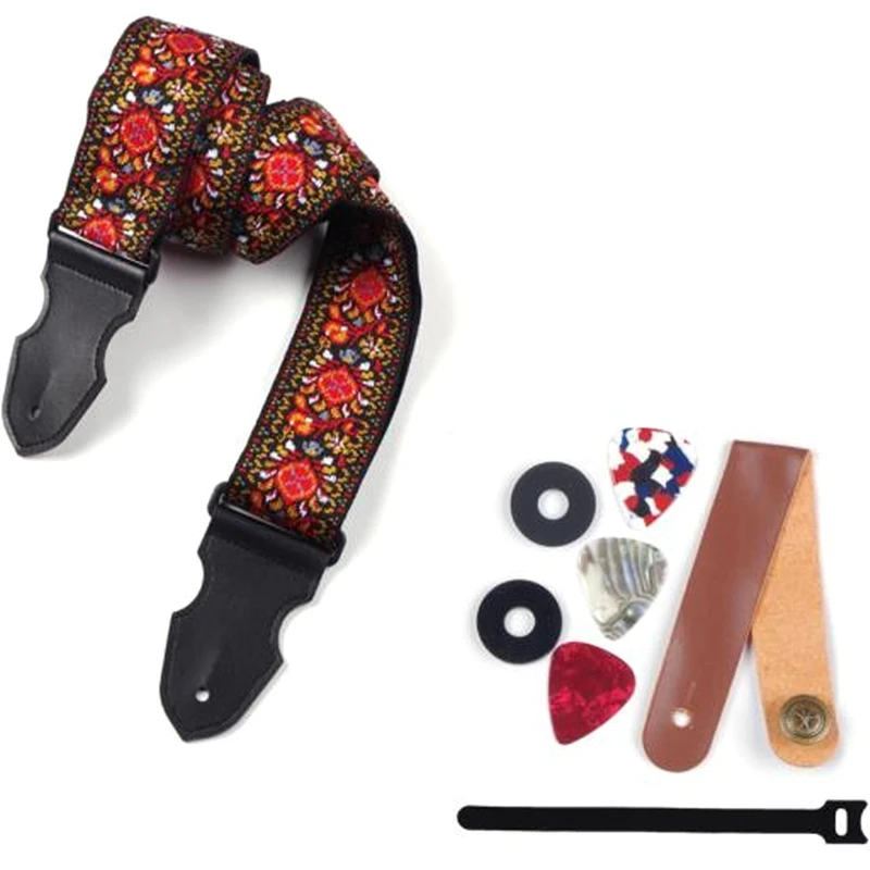 

Басовый ремень для гитары, Расширенный и удлиненный жаккардовый тканый ремешок (случайный цвет Марин), ремешок, нескользящий коврик для фол...