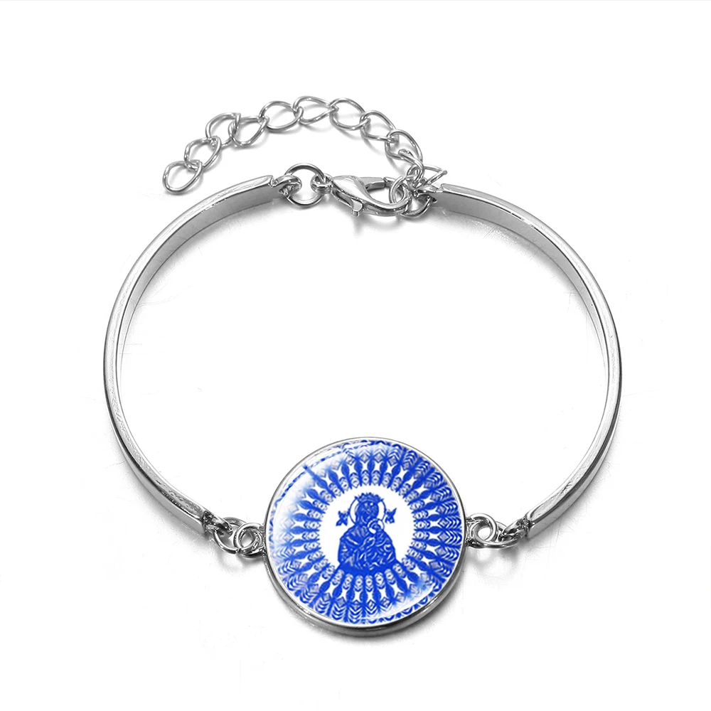 SIAN 2019 New Polish Folk Art Patterns Chain Bracelet Classical Flowers Print Glass Dome Silver Plated Bracelets Bangles r Girls | Украшения