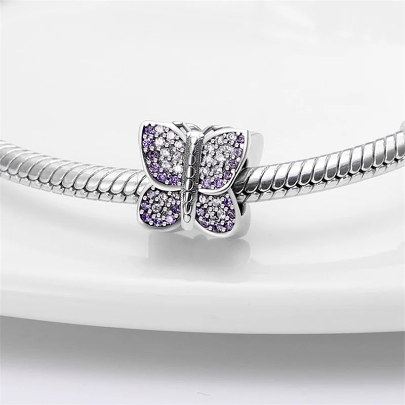 

2021 новые серебряные циркониевые бусины-талисманы в форме бабочки plata de ley подходят для оригинального браслета Пандоры ожерелье женское ювел...