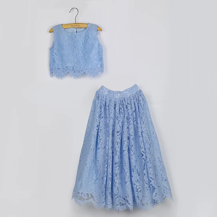 2020 новый летний кружевной комплект одежды для маленьких девочек элегантные