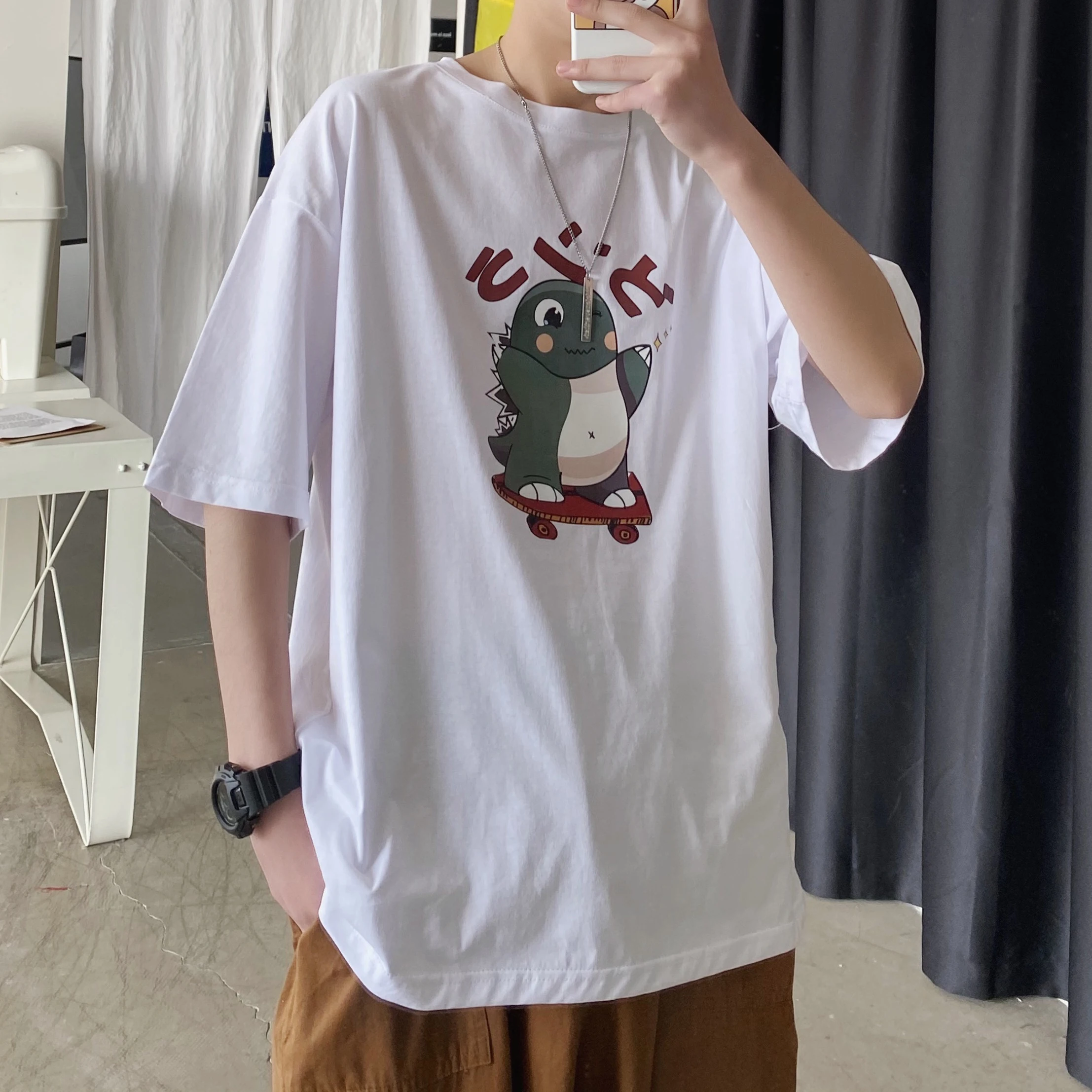 Летняя футболка с короткими рукавами Мужская хлопковая большого размера принтом