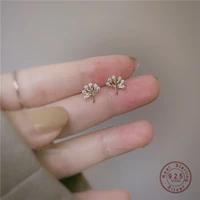 925 sterling silver korean exquisite crystal tree life tree plating 14k earrings women fashion high quality banquet gift jewelry