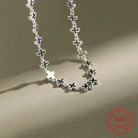 factory direct s925 sterling silver necklace retro simple korean ins trend style cross shape female clavicle chain