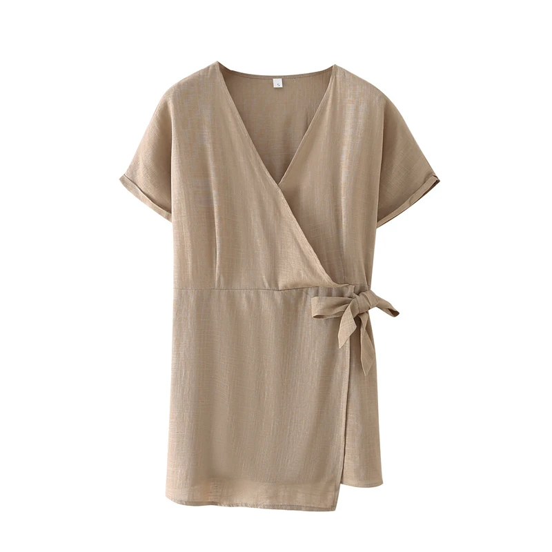 

2021 Fashion Women Solid Summer Playsuit Bow Short Sleeve Female Playsuit