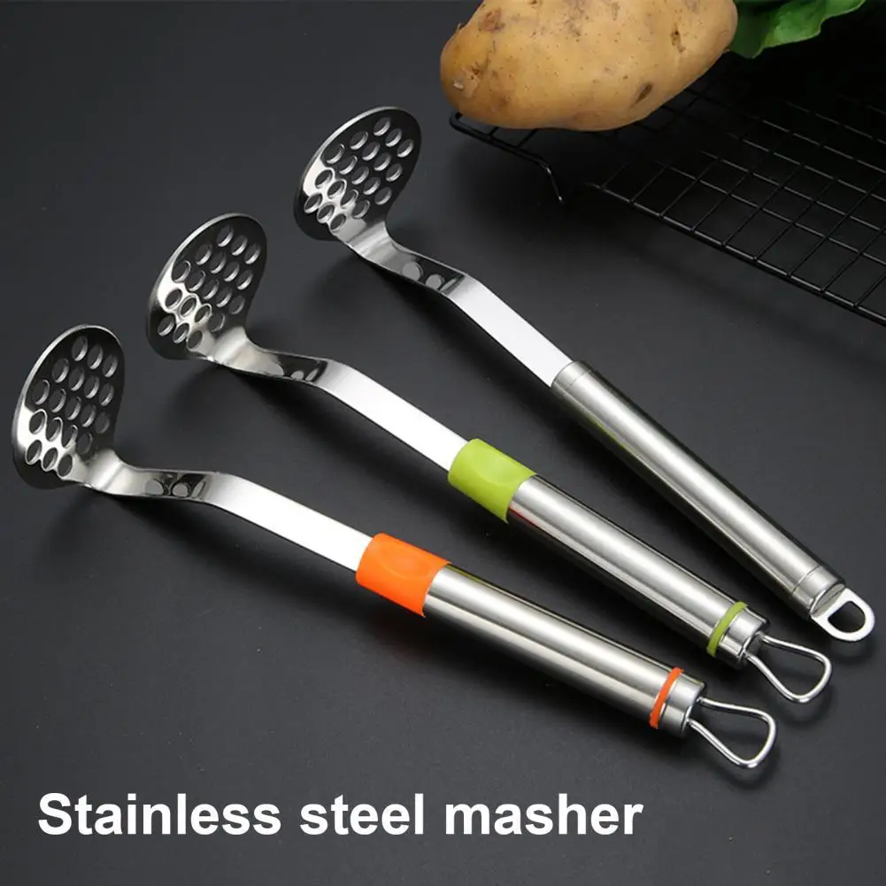 

Potato Pusher Ergonomic Handle Comfortable to Grip Stainless Steel Labor-saving Vegetables Heavy Duty Crusher Kitchen Supplies